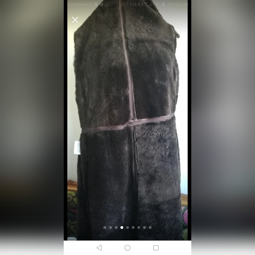 Dark Brown Shearling Coat - Picture 4 of 6